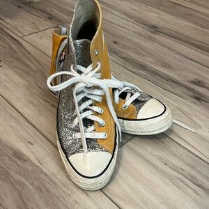 Chiara Ferragni High-Top Converse Silver/Yellow Women’s size 10 minimum wear